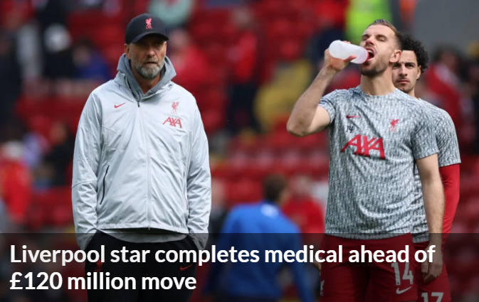 Liverpool player finishes medical before $120 million transfer