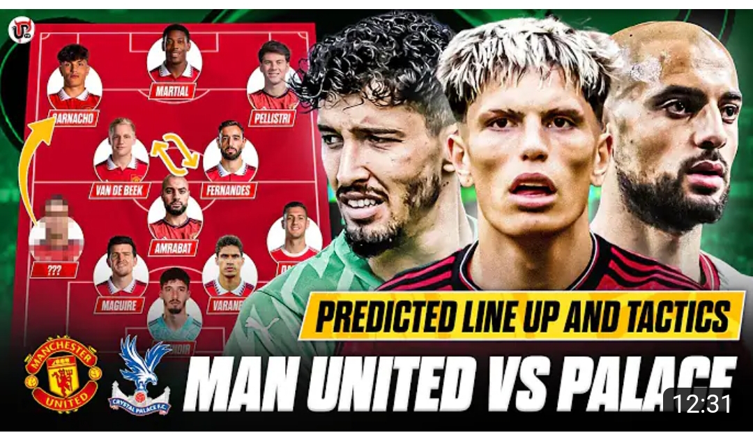 Man United (4-2-3-1) is without Rashford, Casemiro, and Onana. Predicted starting XI vs. Crystal Palace in the EFL Cup